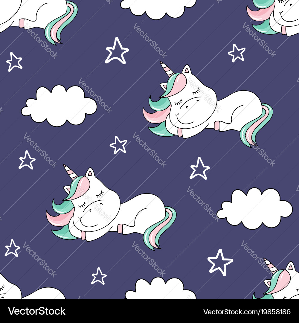 Dreaming Unicorn Pattern vector image