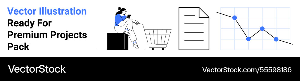 E-commerce customer with cart document and line E-commerce customer with cart document and line Vector Image