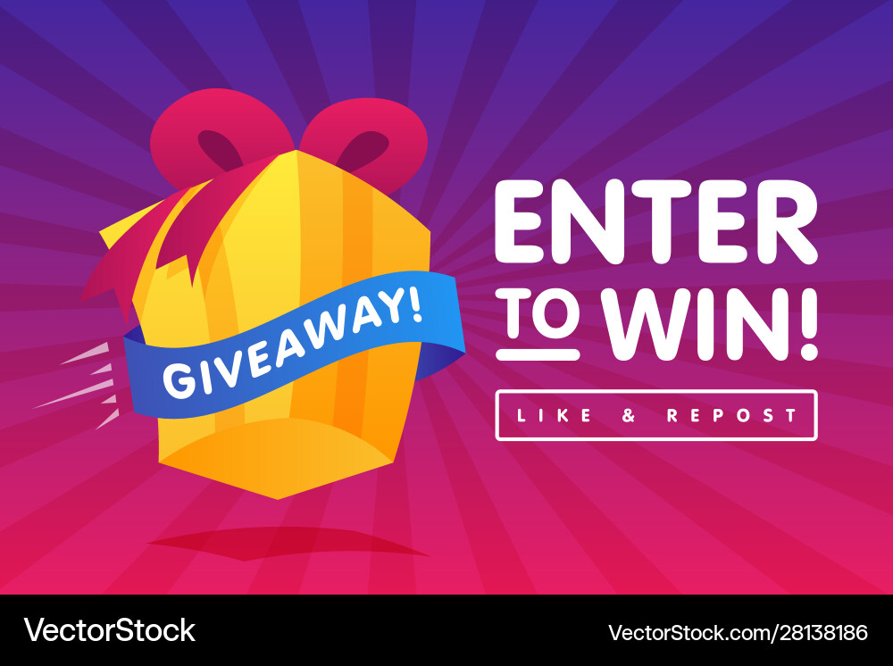 Enter to win prizes gift box cartoon style banner Enter to win prizes gift box cartoon style banner vector image