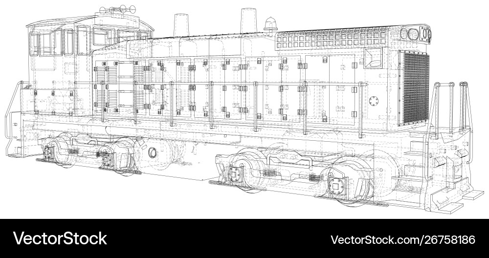 Train technical wire-frame rendering Train technical wire-frame rendering vector image