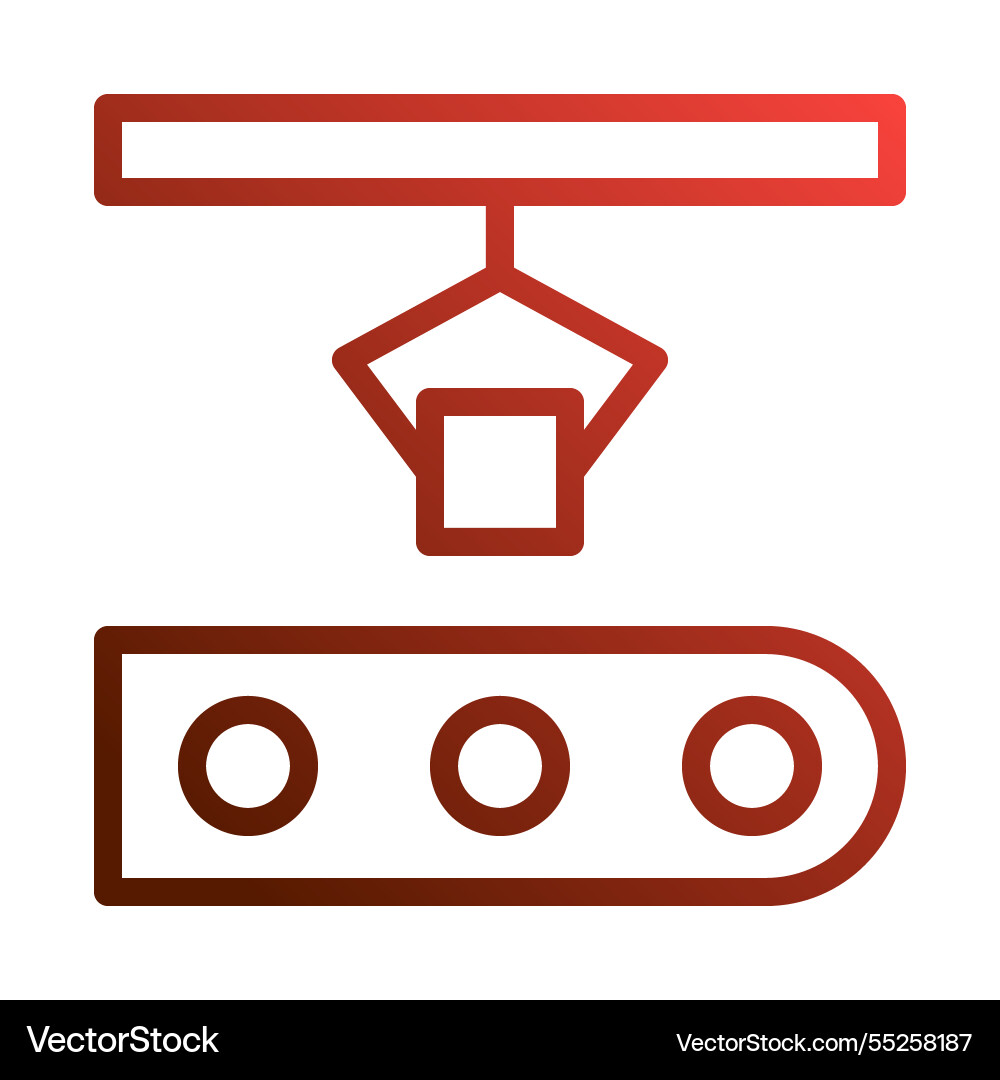 Automated process with a robotic arm icon symbol vector image