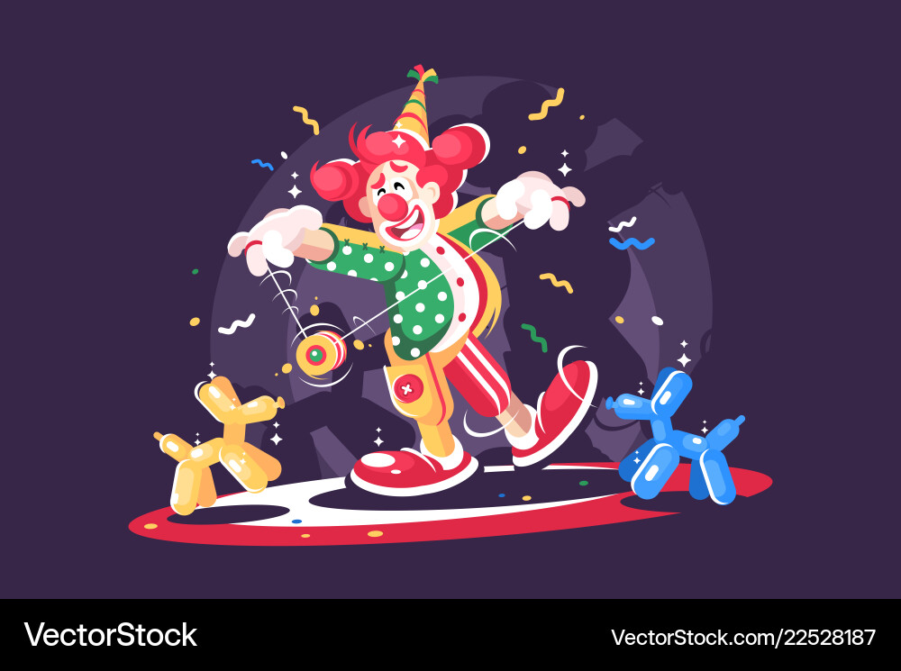 Circus show with cute clown and balloon animals Circus show with cute clown and balloon animals vector image
