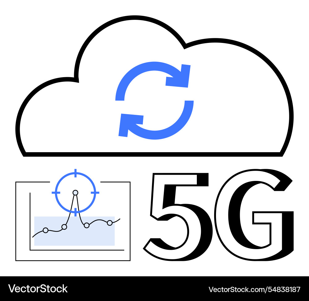 Cloud sync with data analytics and 5g technology Cloud sync with data analytics and 5g technology vector image