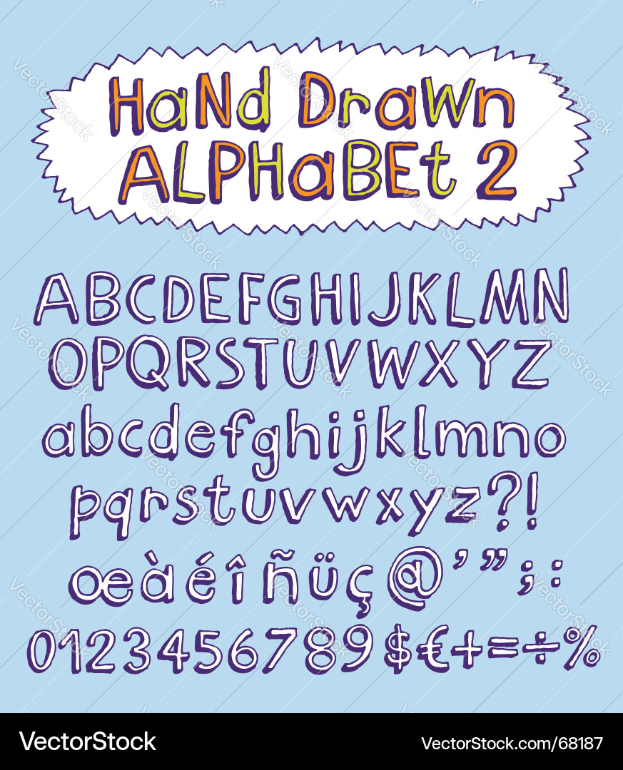 Hand Drawn Lettering Alphabet Vector Image