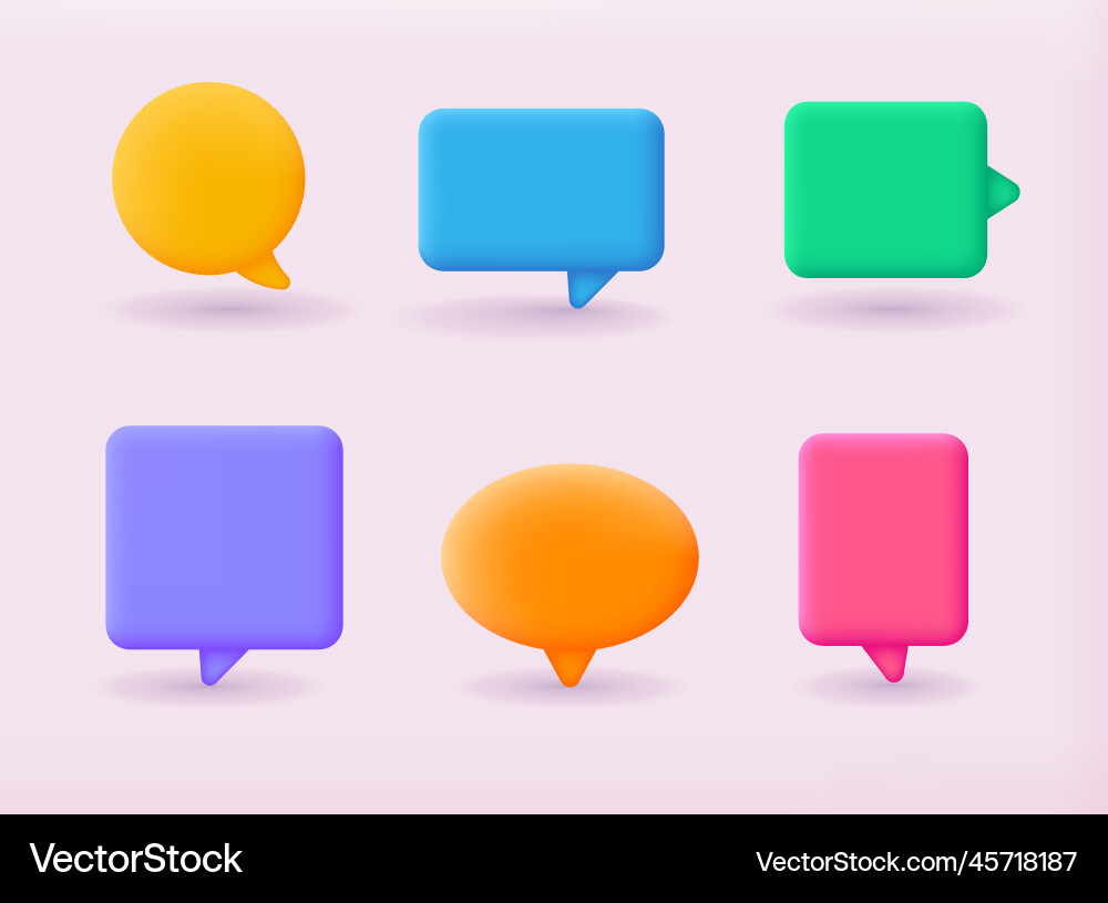 Speechset of 3d speak bubble chatting box message Speechset of 3d speak bubble chatting box message vector image