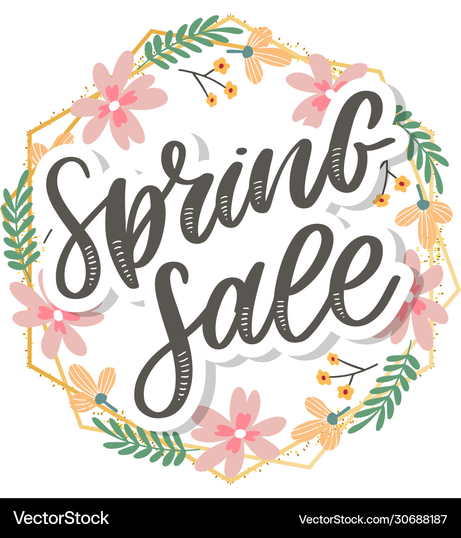 Spring sale word hanging on leaves with strings Spring sale word hanging on leaves with strings vector image