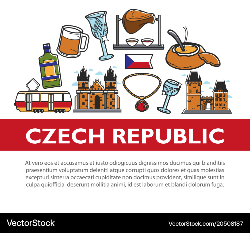 Trip to czech republic promotional poster vector image