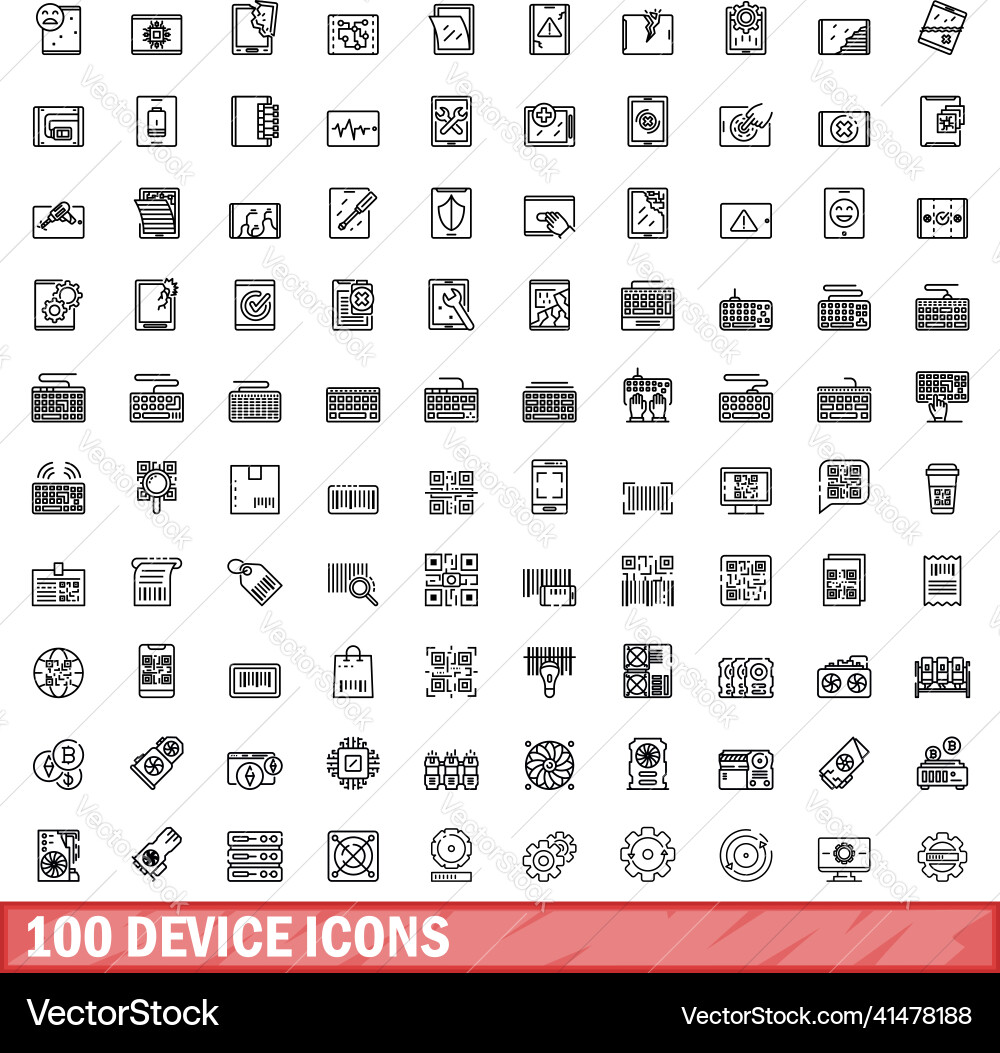 100 device icons set outline style Vector Image