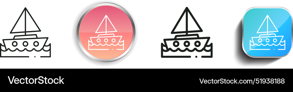 Boat icon thin linear regular and button style Vector Image