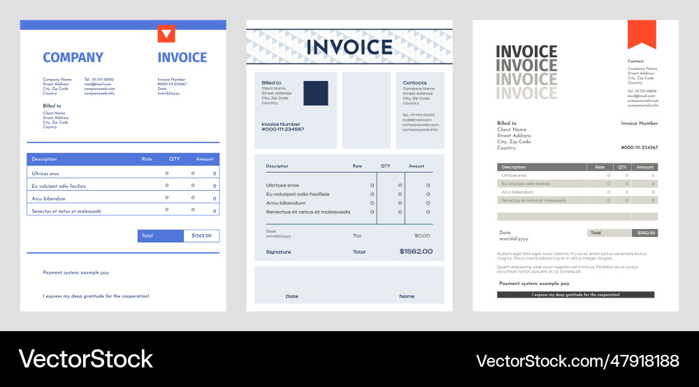 Business invoice blank accounting bill with total Business invoice blank accounting bill with total vector image