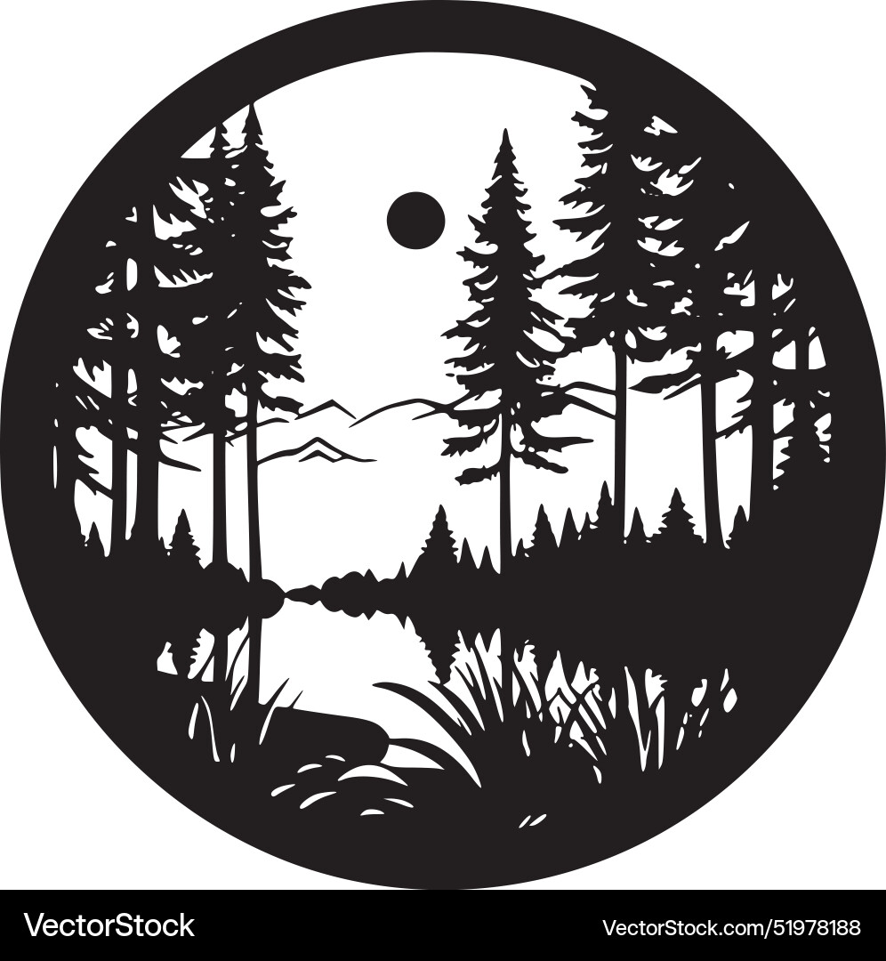 Forest - black and white Royalty Free Vector Image