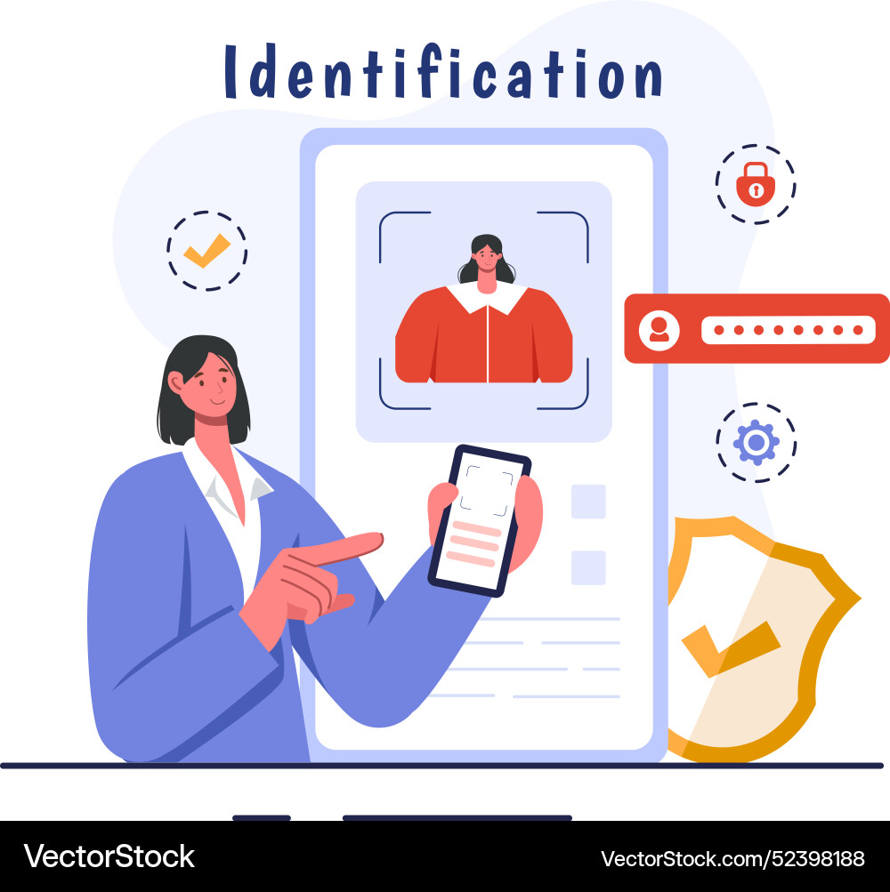 Identification of an identity card with photo Vector Image