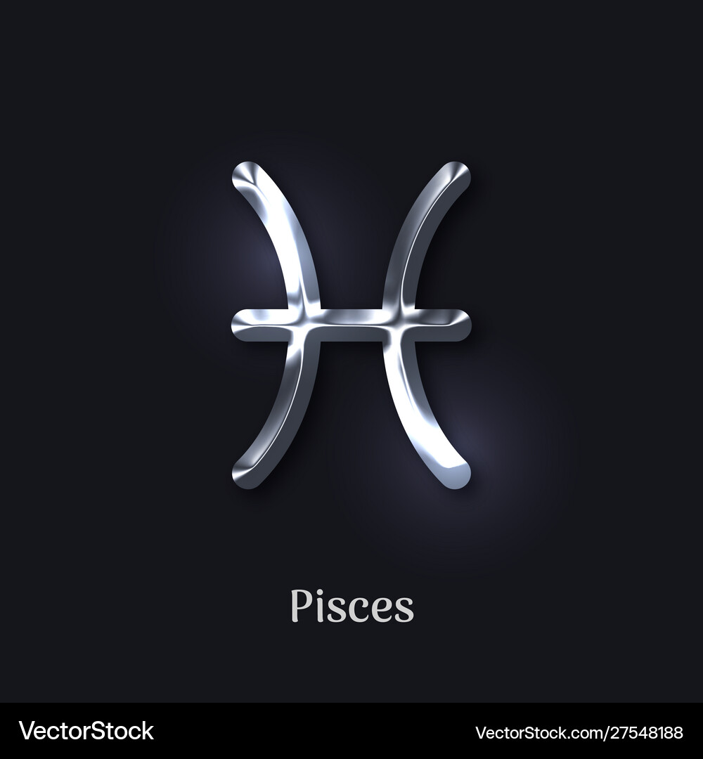 Pisces silver metal zodiac sign – Royalty-Free Vector | VectorStock