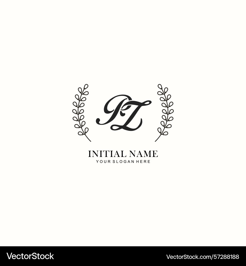 Pz initial logo templates with botanical elements Pz initial logo templates with botanical elements Vector Image