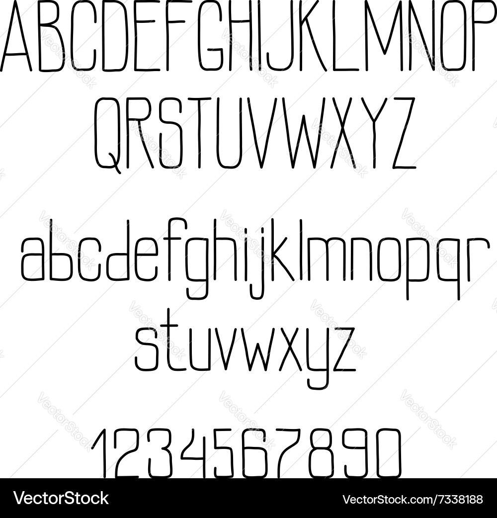 Retro alphabet with tiny lines letters vector image