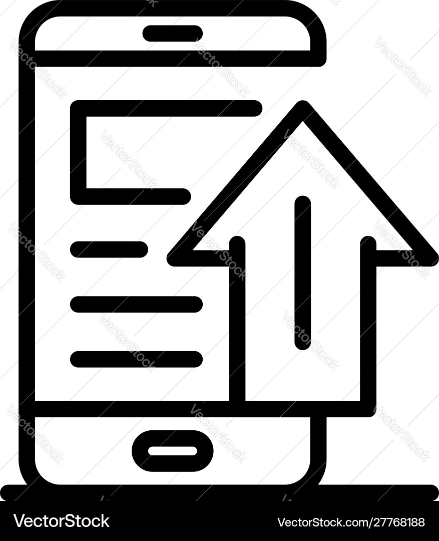 Smartphone upload icon outline style Smartphone upload icon outline style vector image