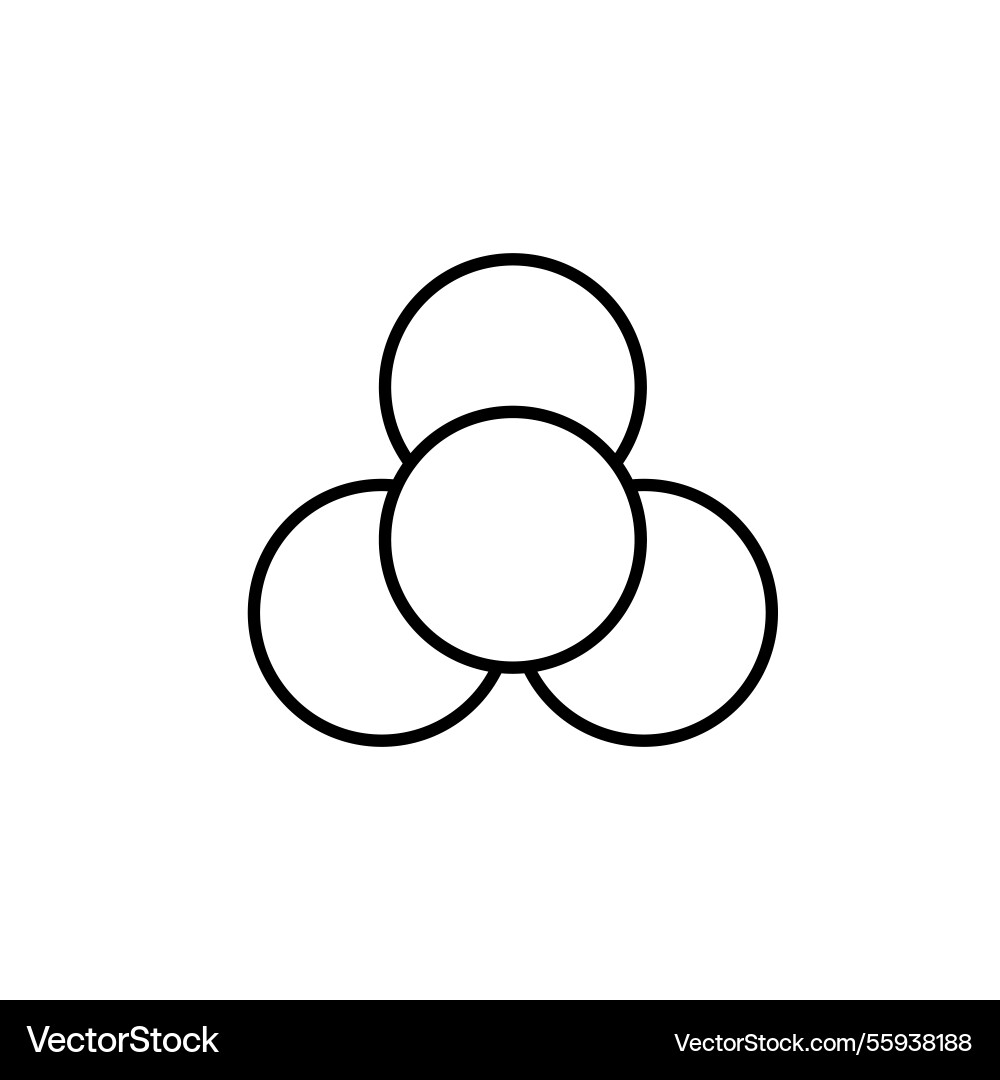 Three intersecting circles forming a symmetrical vector image