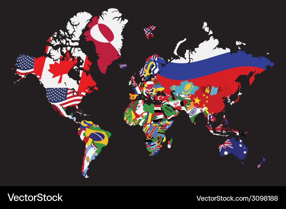 World Map with Flags vector image