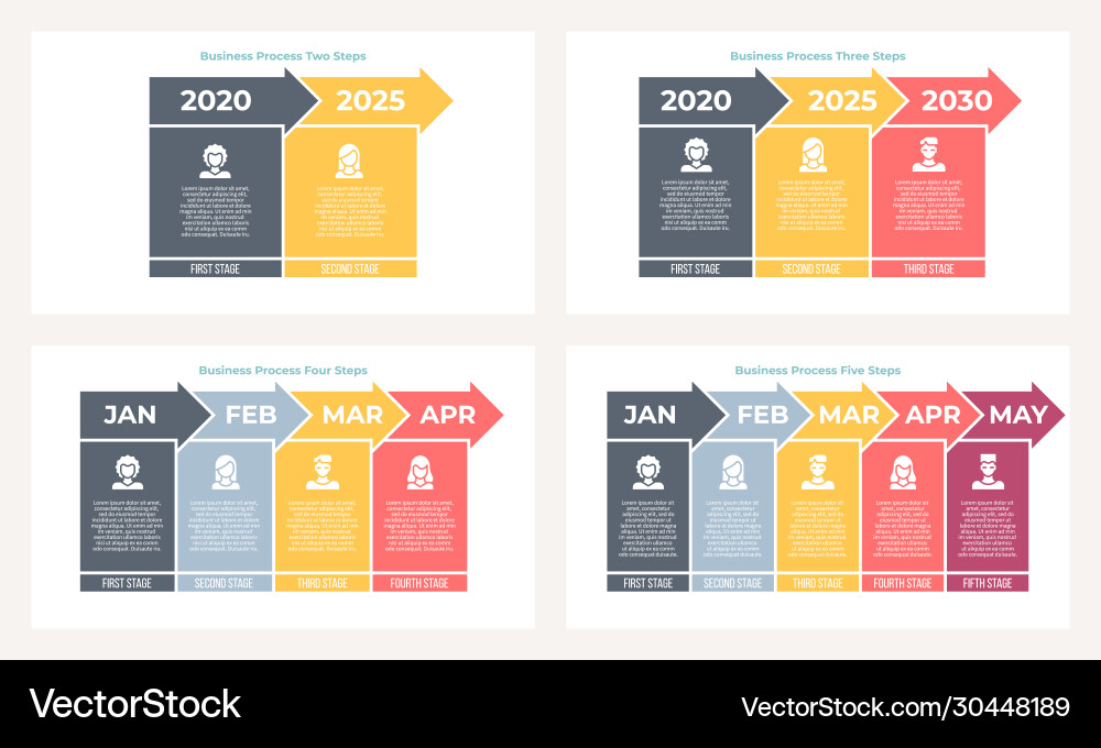 Business infographic banner with 2 3 4 5 steps Business infographic banner with 2 3 4 5 steps vector image