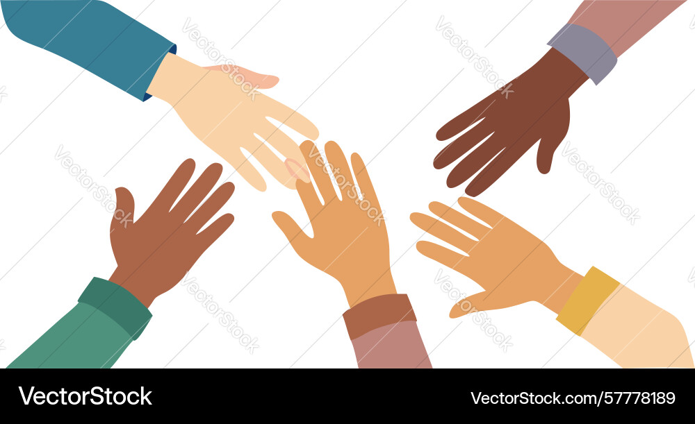 Diverse hands touching forming a circle of unity Vector Image