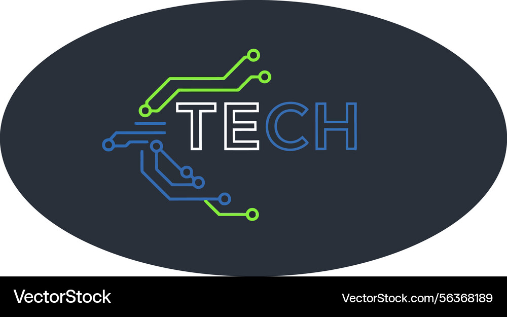 Tech logo design with circuit board elements Tech logo design with circuit board elements vector image