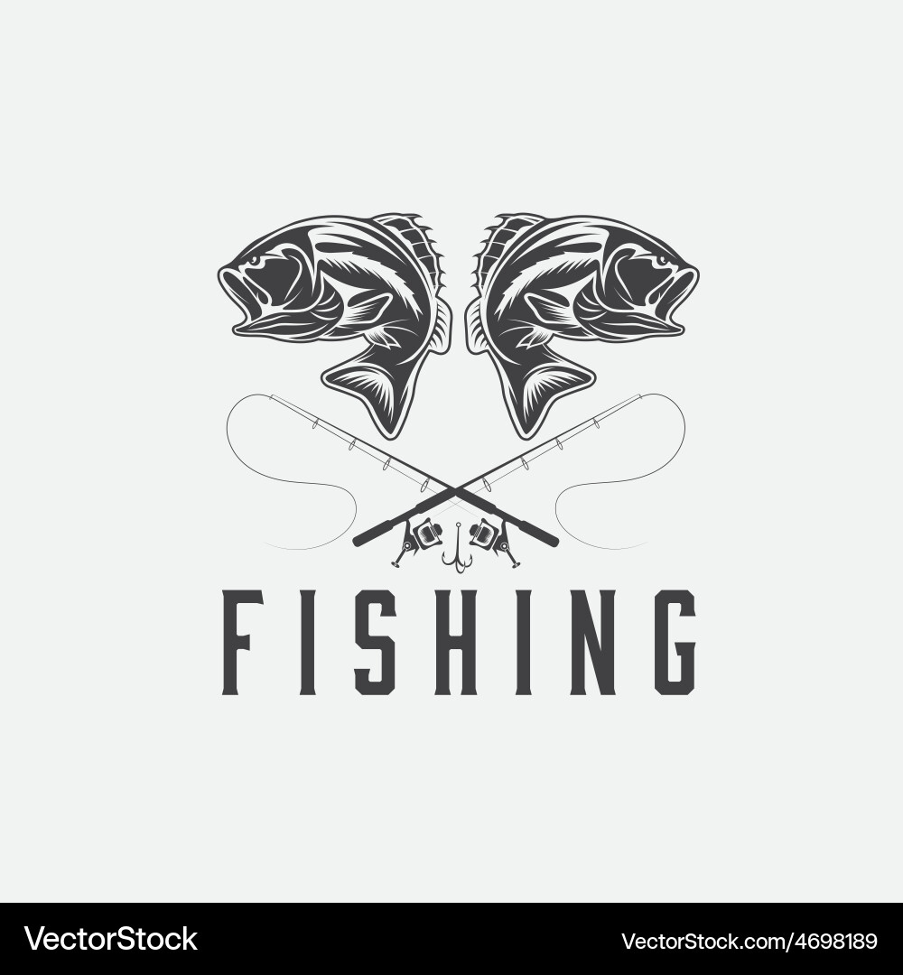 Vintage Fishing Template - Bass & Hook Vector Image