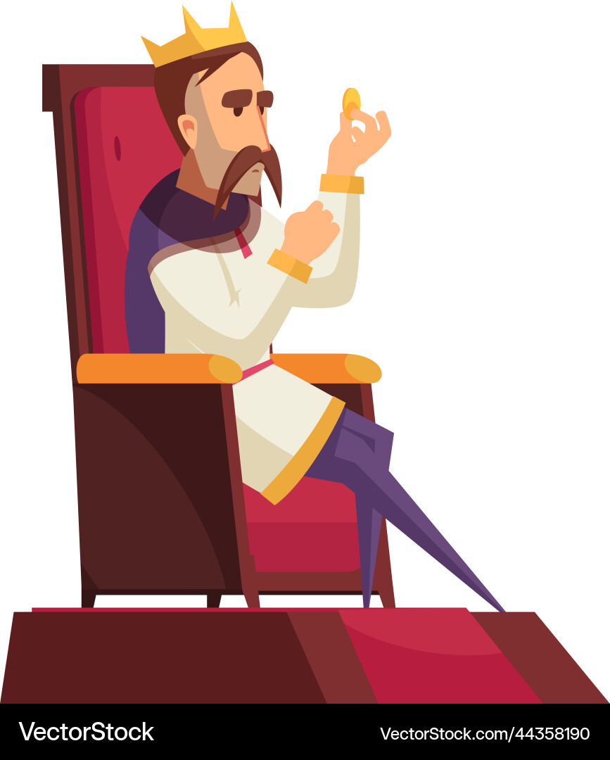 Cartoon King on Throne – Royalty-Free Vector | VectorStock, image size:867x1080