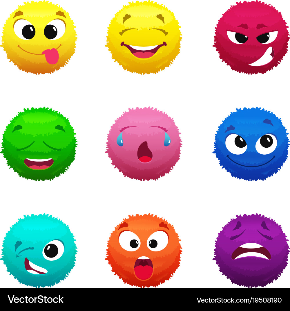 Colorful Fuzzy Monster Balls Vector Image