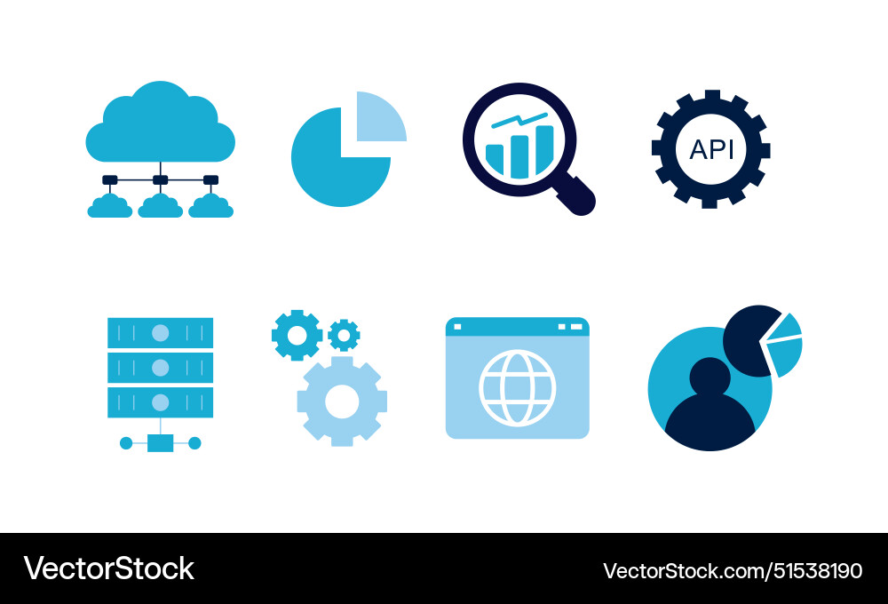Data analytics icon set big analysis Vector Image