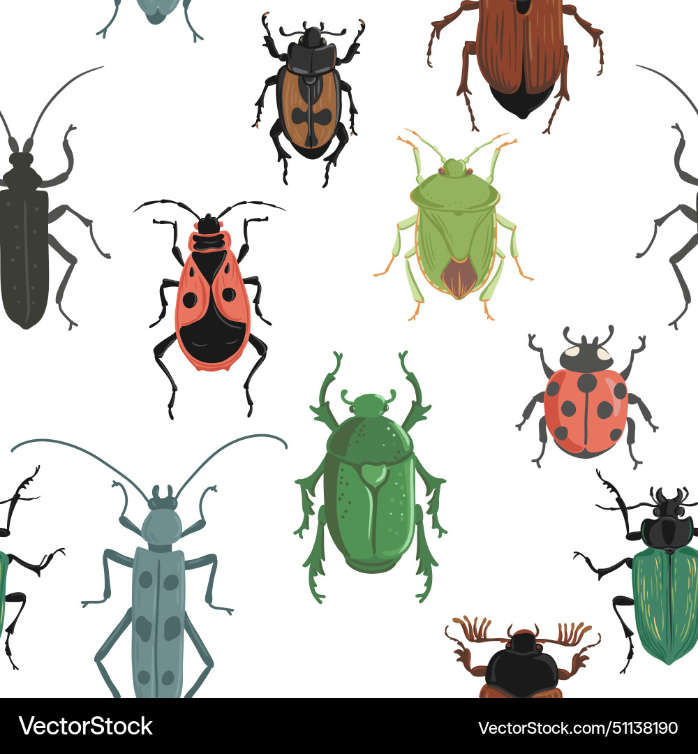 Drawing seamless pattern with bugs Drawing seamless pattern with bugs vector image