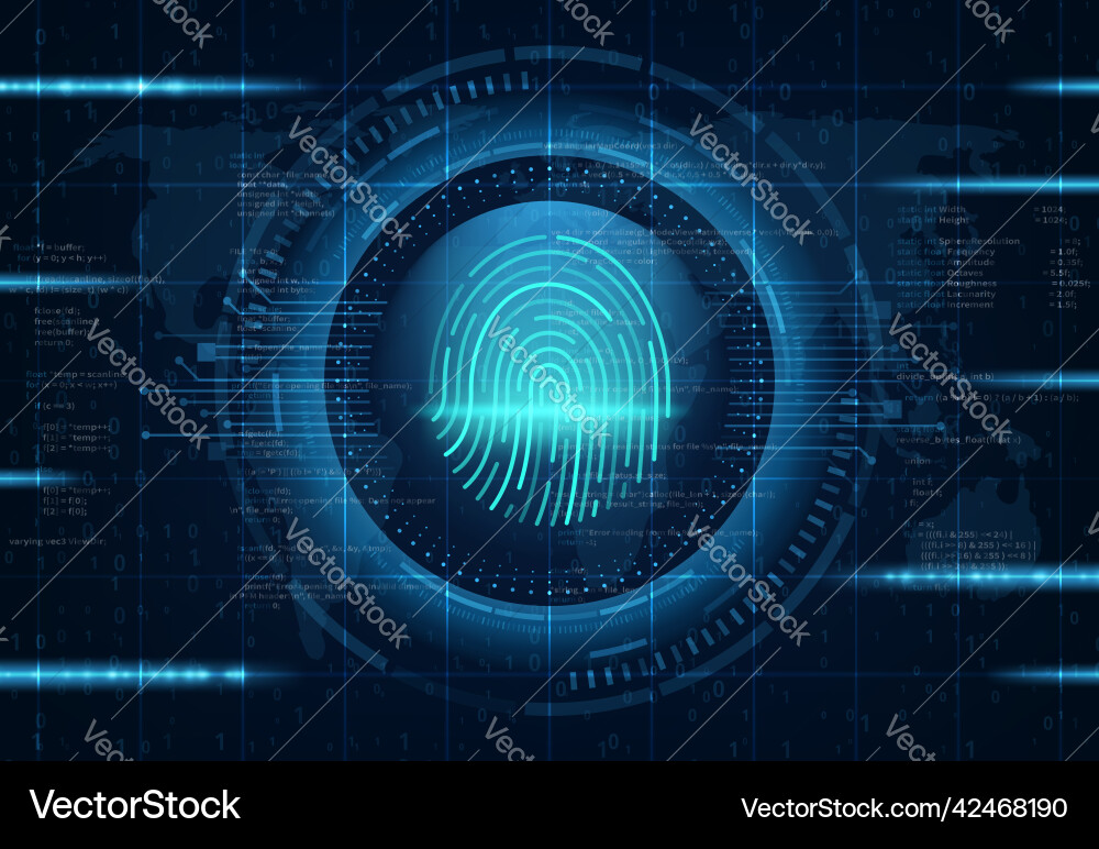 Fingerprint Authentication HUD Vector Image