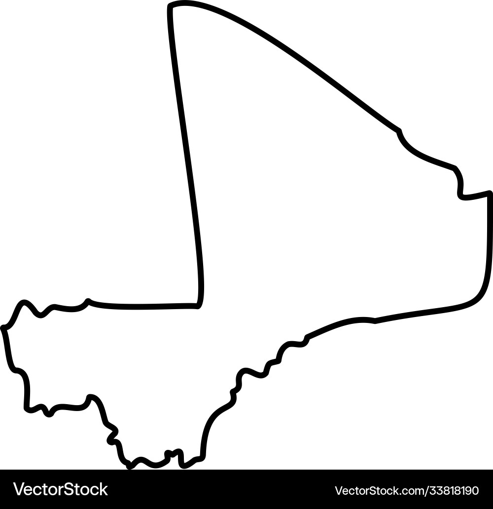Mali - solid black outline border map country Mali - solid black outline border map country vector image