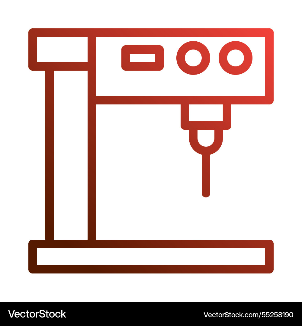 Red outlined machine tool with circular elements vector image