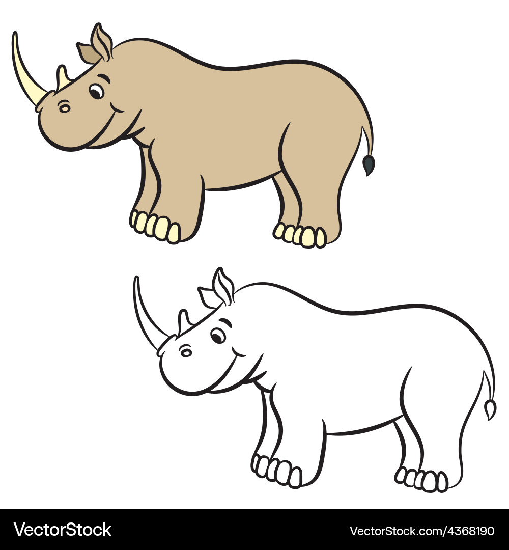 Rhino coloring book Vector Image