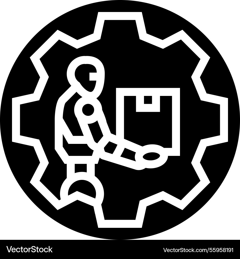 Automation robot deep learning glyph icon Automation robot deep learning glyph icon Vector Image