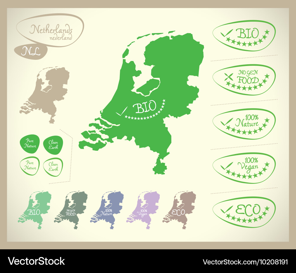 Bio map nl netherlands Vector Image