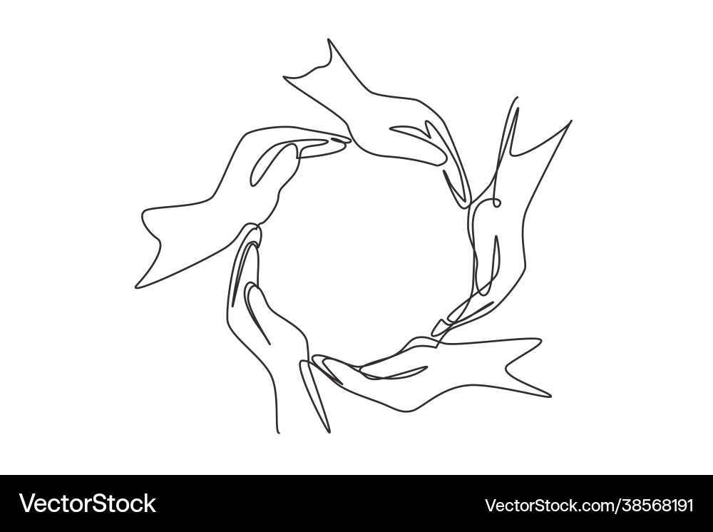 Continuous Line Hands Circle vector image