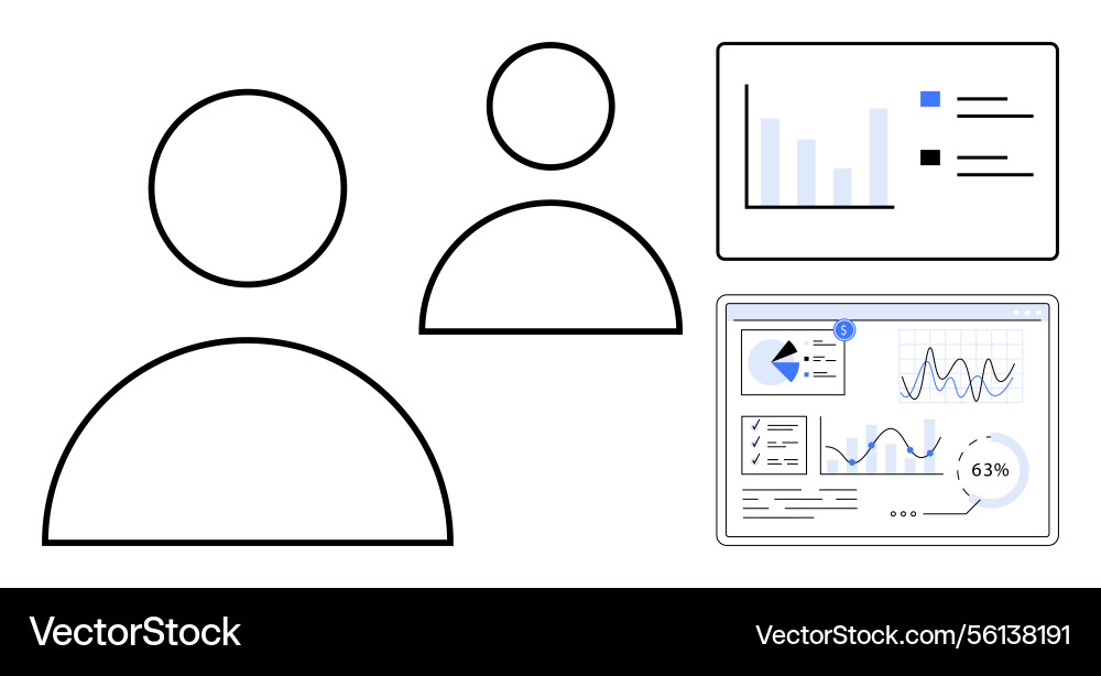 Data analysis representation with user profiles Data analysis representation with user profiles vector image