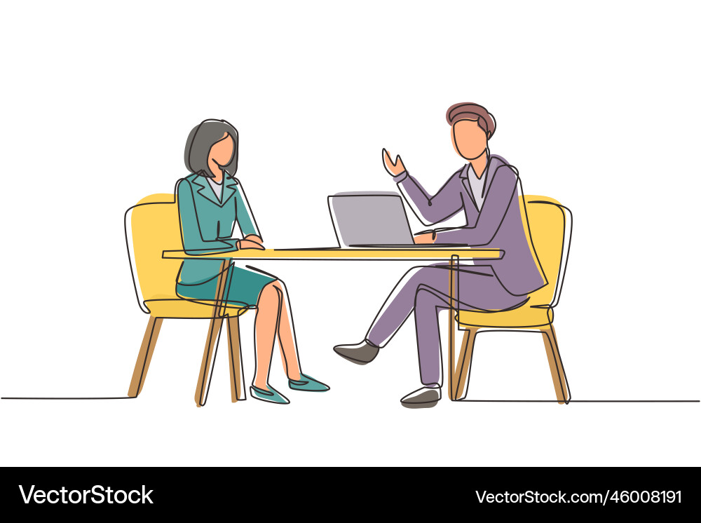 Live Stream Interview - One Line Art Vector Image