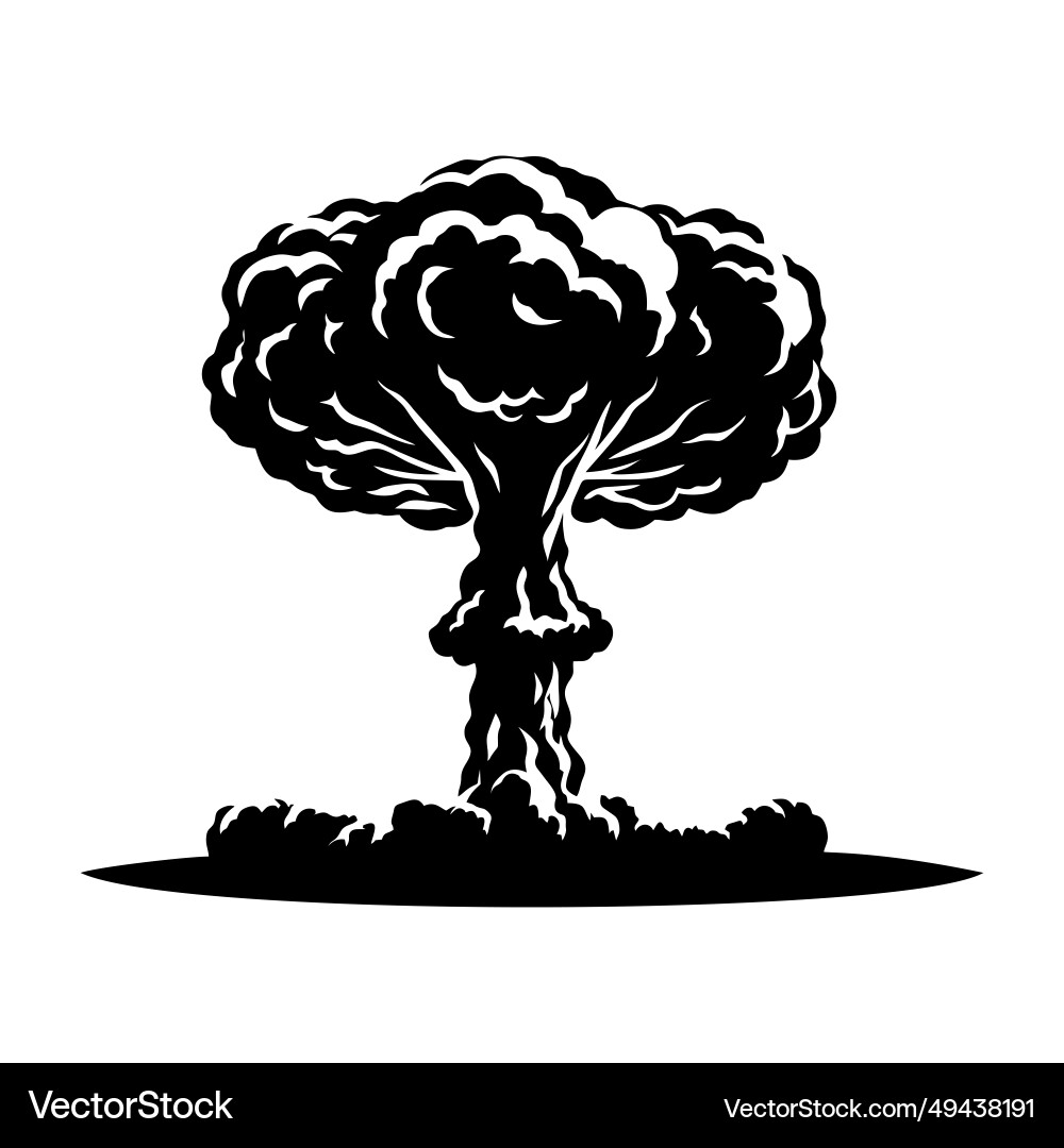 Nuclear explosion mushroom cloud icon atomic bomb Vector Image