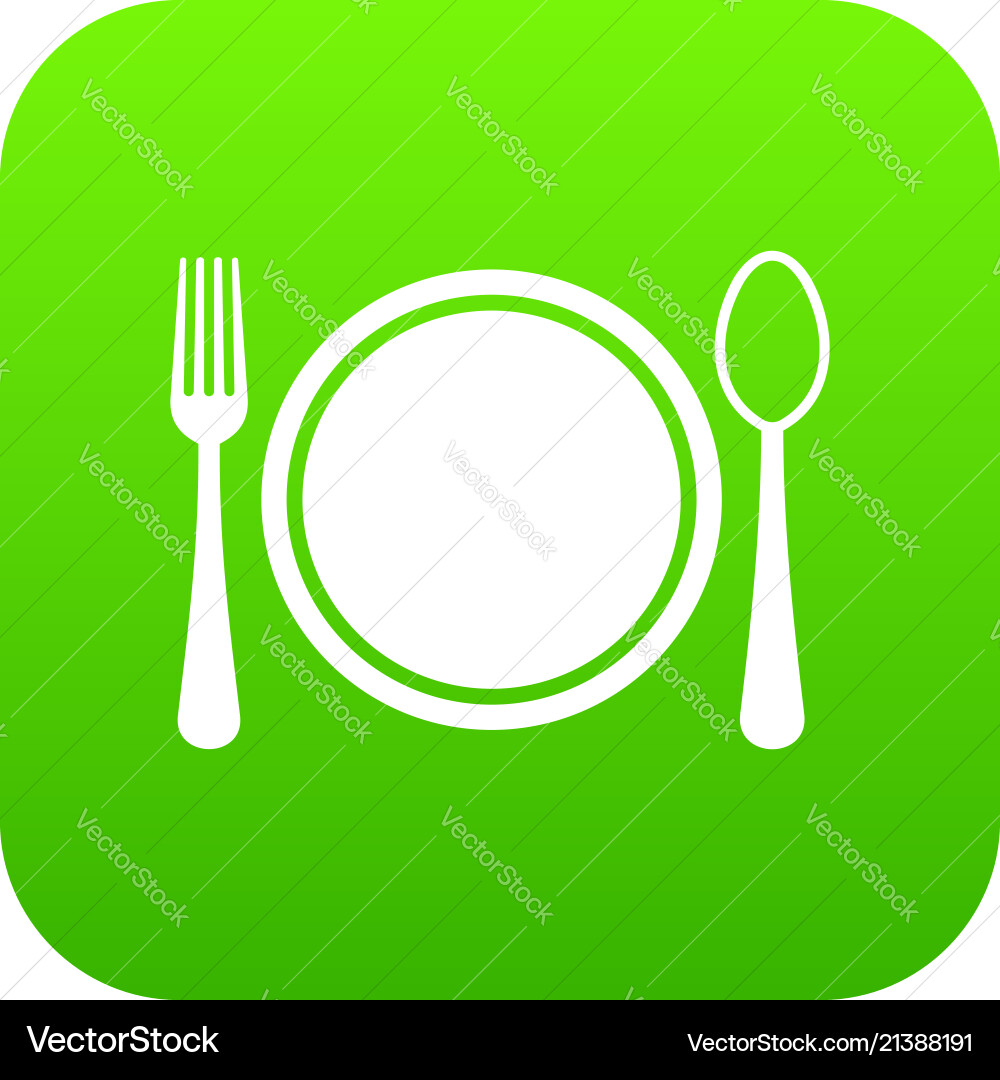 Place setting with platespoon and fork icon Place setting with platespoon and fork icon vector image