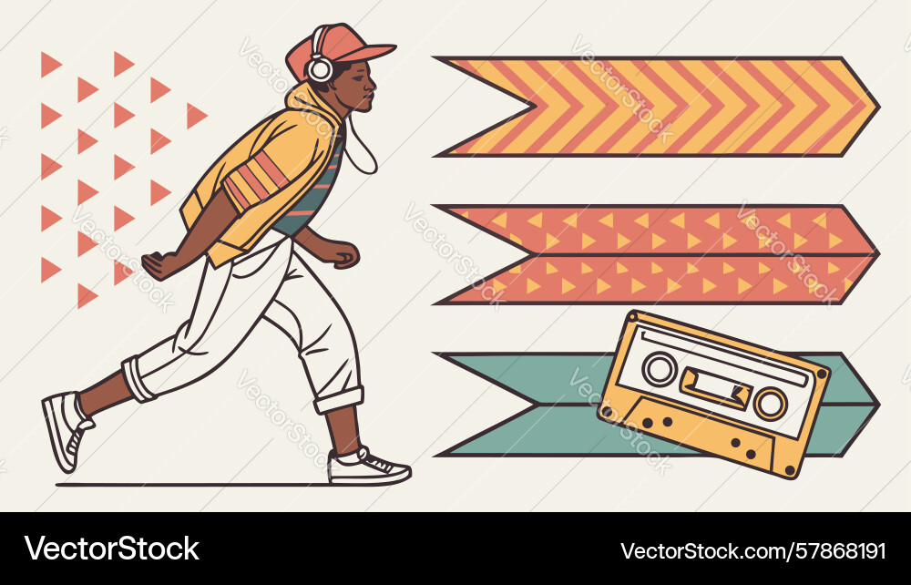 Runner with retro elements and shapes design Vector Image