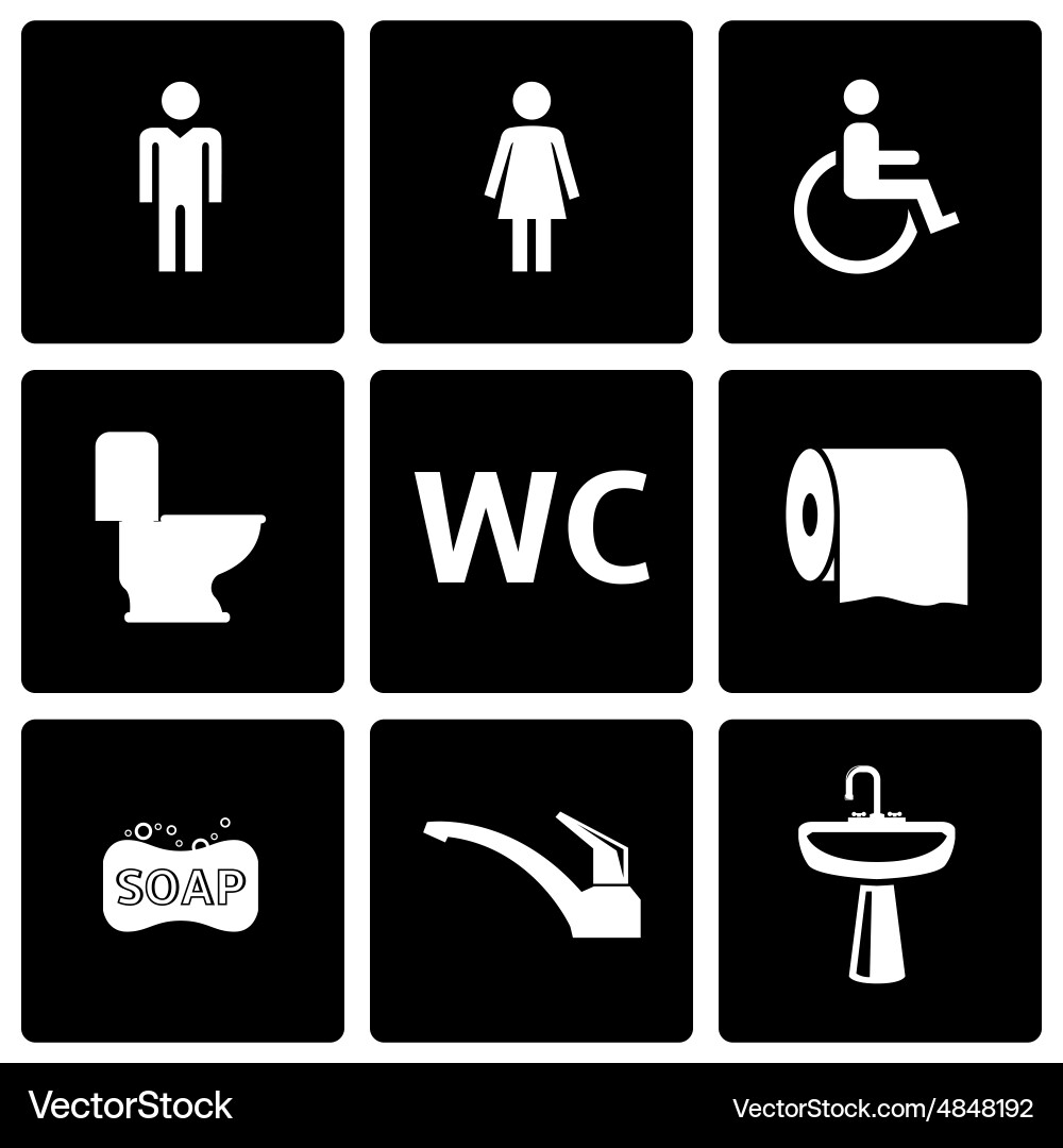 Black Toilet Icon Set Vector Image