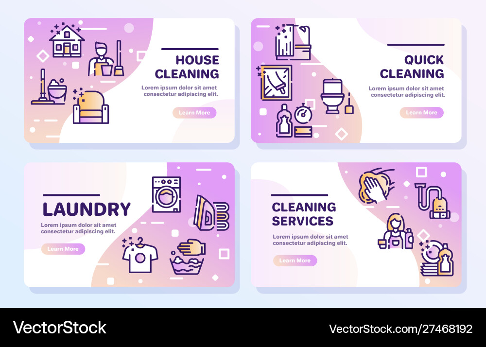 Cleaning Service Icons - Linear Set Vector Image