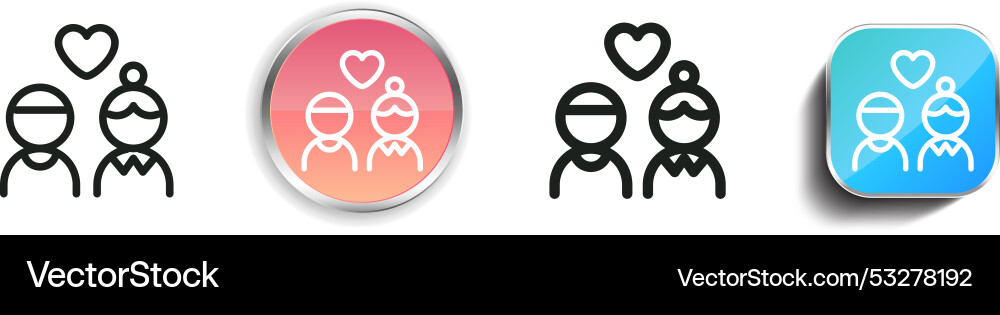 Couple icon thin linear regular and button style vector image