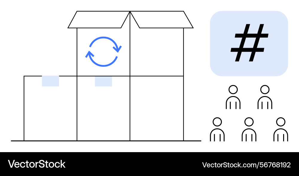 Efficient workflow concept with boxes recycling Efficient workflow concept with boxes recycling Vector Image