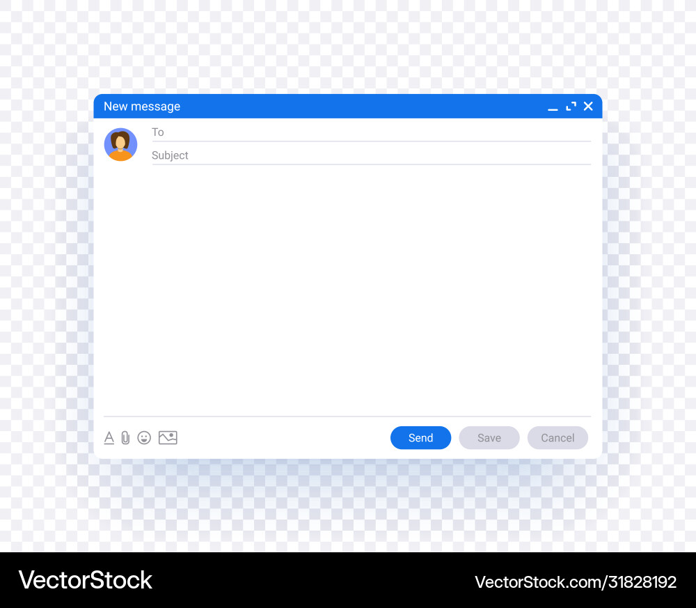 Email New Message Interface Mockup vector image