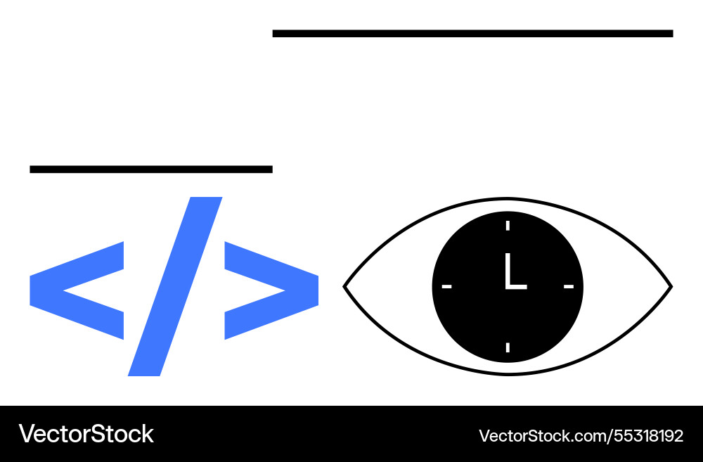 Time management and coding concept with eye symbol Time management and coding concept with eye symbol vector image