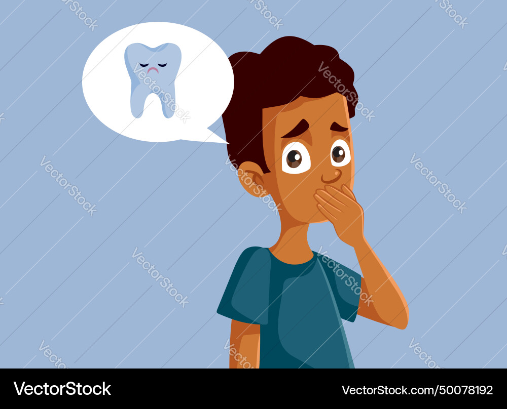 Unhappy teen Junge deckt seinen Mund Cartoon Unhappy teen Junge deckt seinen Mund Cartoon vektorbild