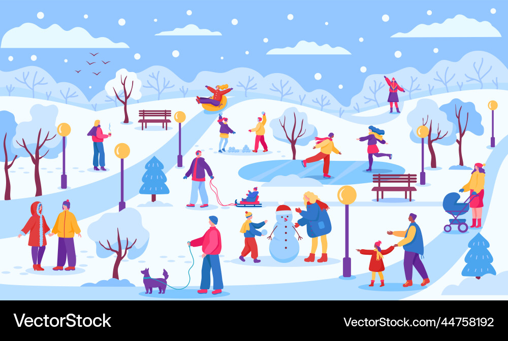 Winter Park Snow Scene Vector Image